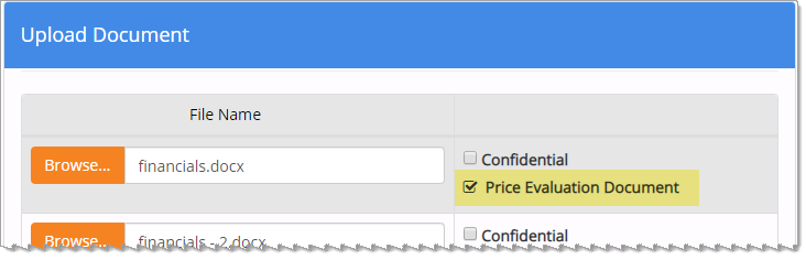 Upload Price Evaluation Attachment
